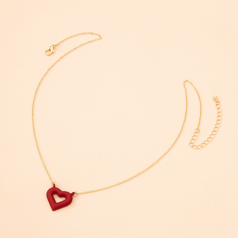 Multi-layer Cute Red Heart Stone Clavicle Women's Chain Wholesale display picture 4