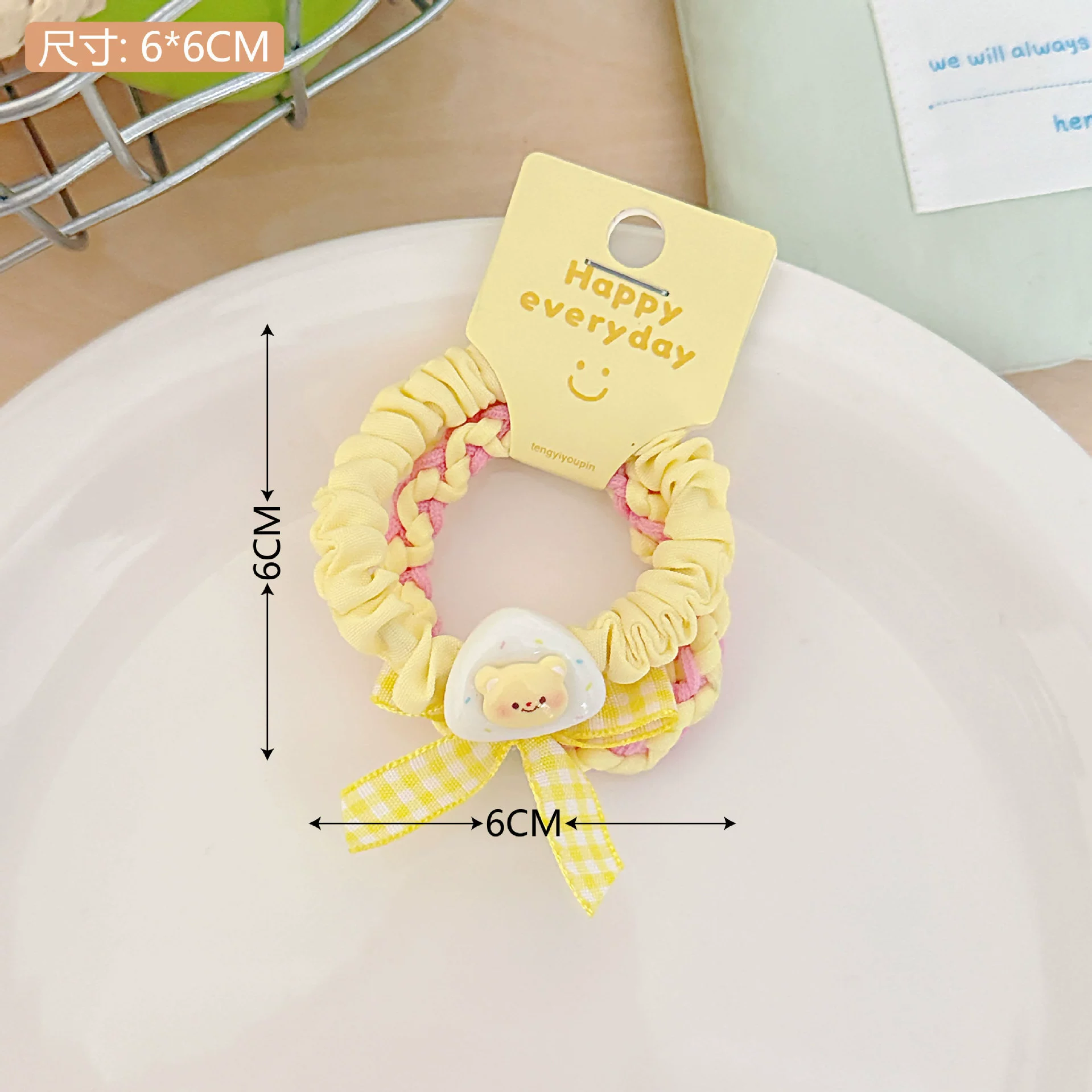 Cute hair accessory, elastic bangs, with little bears