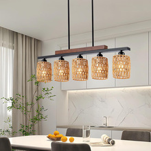 亚马逊跨境灯具工业风麻绳复古吊灯铁艺厨房岛灯餐厅酒吧装饰