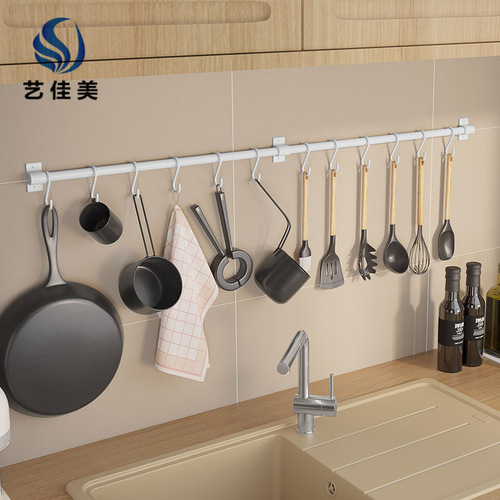 Kitchen hook wall-mounted punch-free multi-functional wall rack household kitchen supplies white storage rack