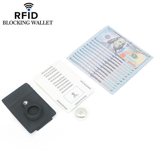 AirTag Apple Tracker Anti-Lost Protective Cover Card Case First-layer Genuine Cowhide Anti-Theft Brush RFID Wallet