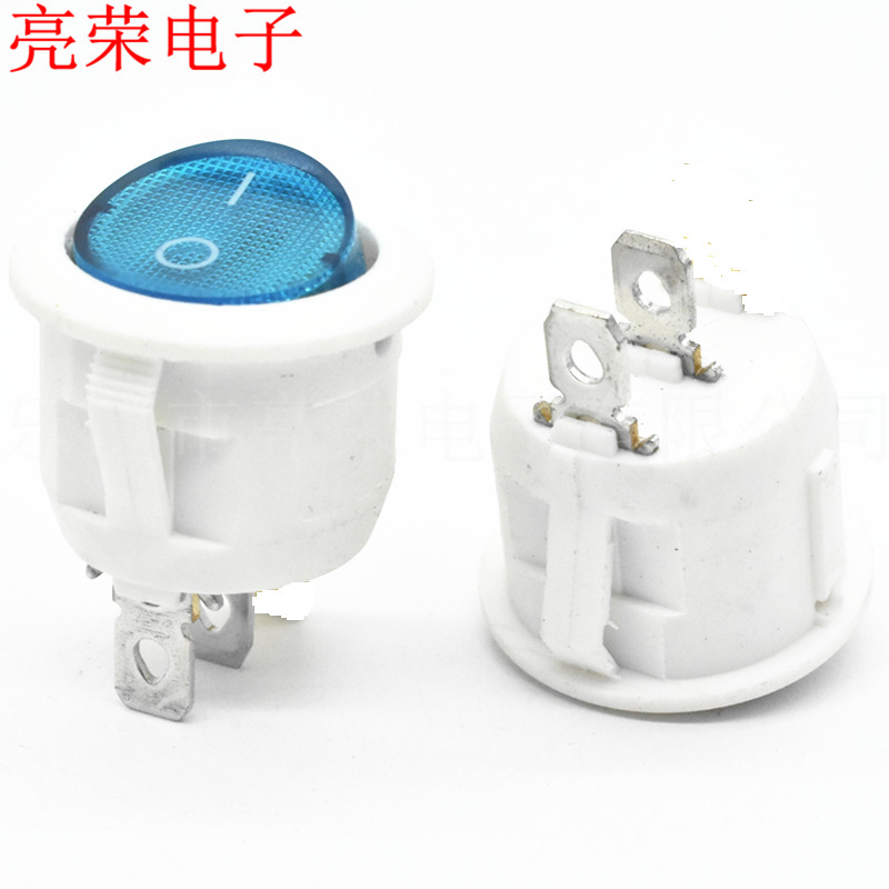 KCD1 2脚2档 开孔20MM 圆两脚 透明蓝盖 电子电器 开关 白底蓝盖