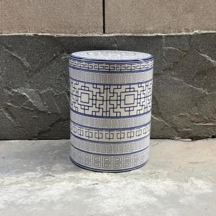 Blue and White Ceramic Drum Stool New Chinese Style Ceramic Stool American Style Mix and Match Living Room Soft Dressing Stool Sitting Stool Ornaments