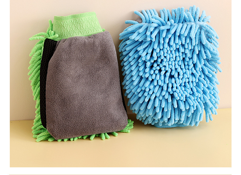 Winter Car Wash Special Waterproof Gloves, Chenille Thickened Double-Sided Car Cleaning Cloth, Plush Car Wash Tools