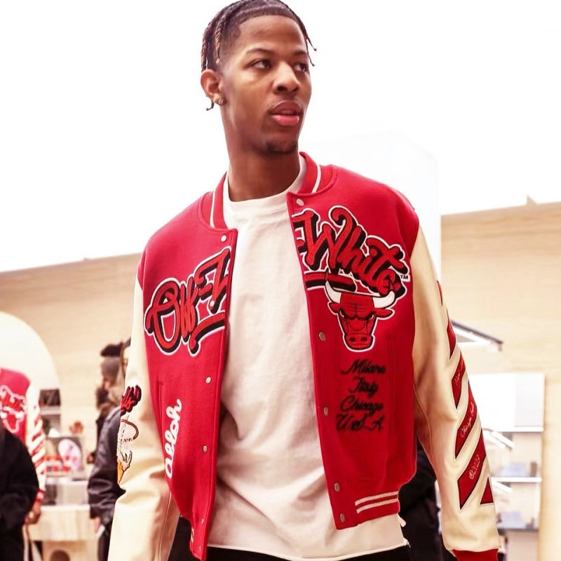 2025 Spring and Autumn New American Retro Baseball Jacket for Men and Women, National Trend Original Printed Woolen Flight Jacket