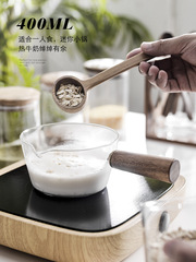 玻璃小奶鍋家用嬰兒輔食專用明火帶鍋把熱奶煮麵鍋透明水果沙拉碗