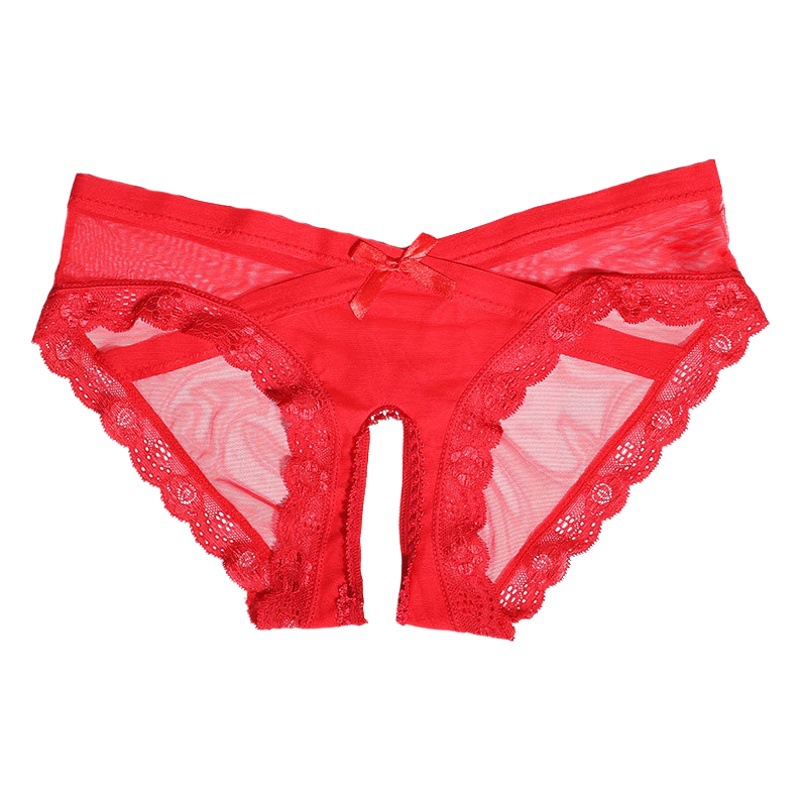 Estilo japonés transparente sexy encaje entrepierna abierta ropa interior tentación sexy de las mujeres cintura baja triángulo pantalones cortos más tamaño pareja estilo