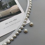 现货手工钉珠花边 珍珠单边钉珠蕾丝织带 汉服花边带装饰辅料条码