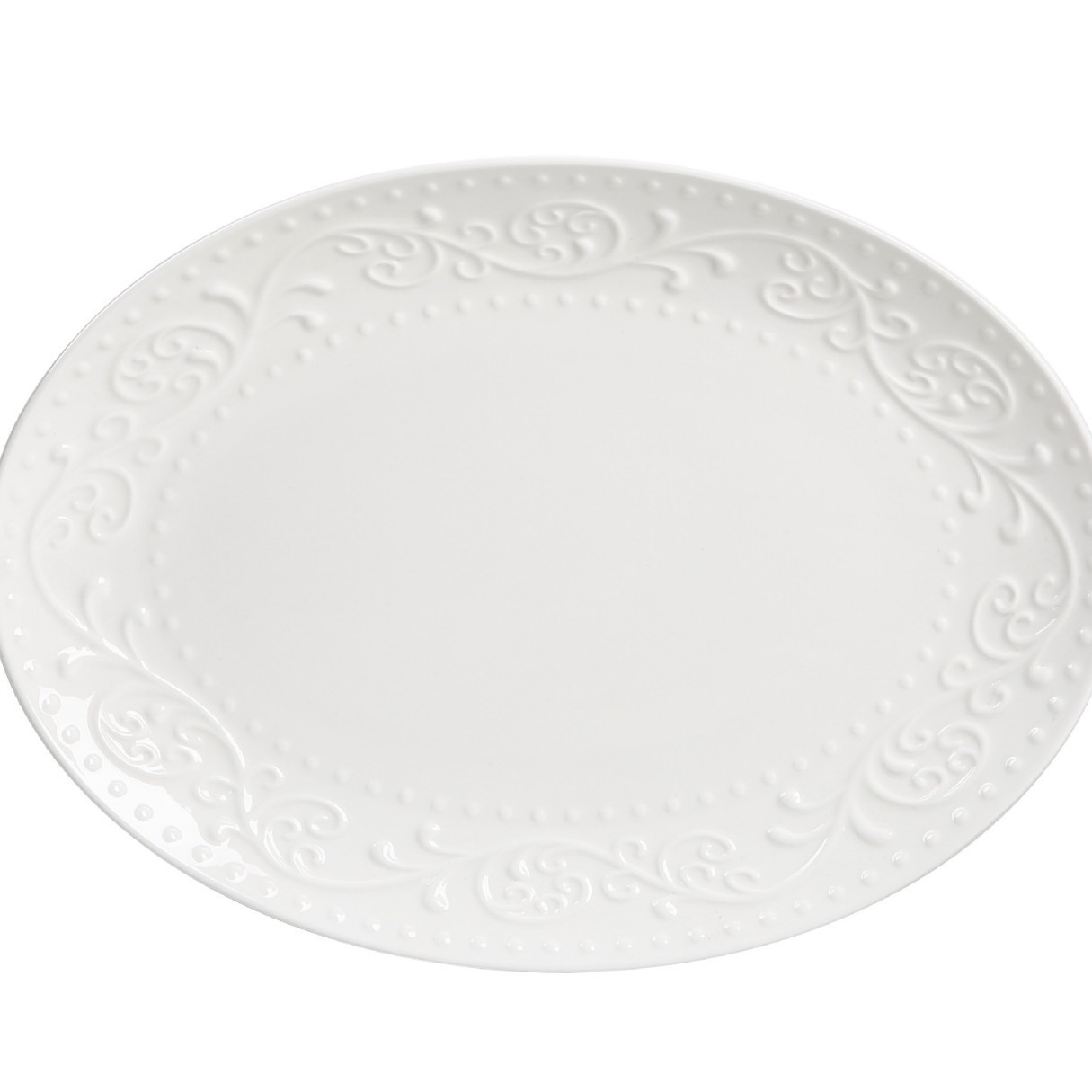Inswind plato de pescado oval cubiertos creativos de cerámica simple plato de relieve blanco puro plato de pescado al vapor casero plato de pescado