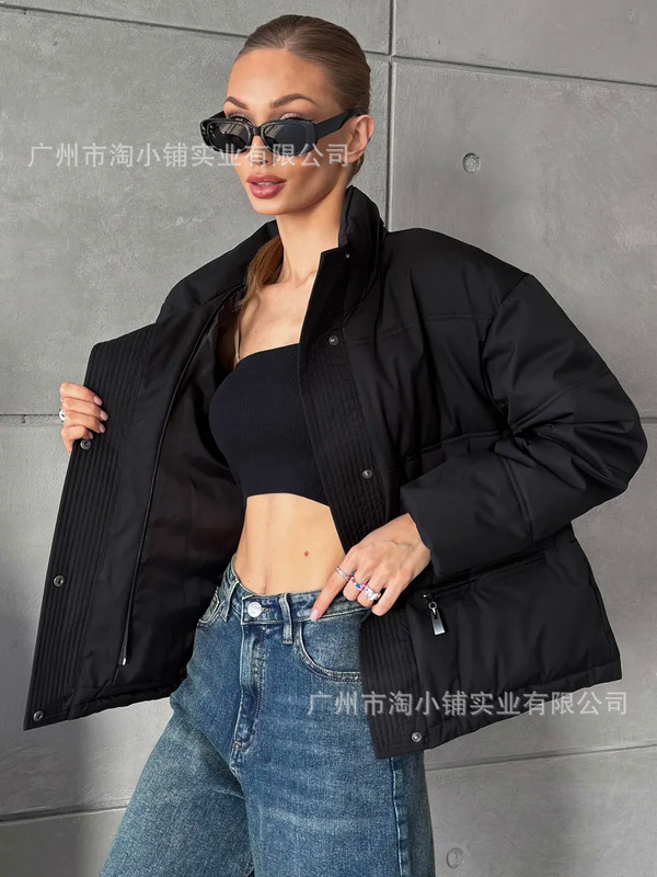 2025冬季新款韩版羽绒棉服女短款立领小个子加厚时尚外套面包服潮|undefined