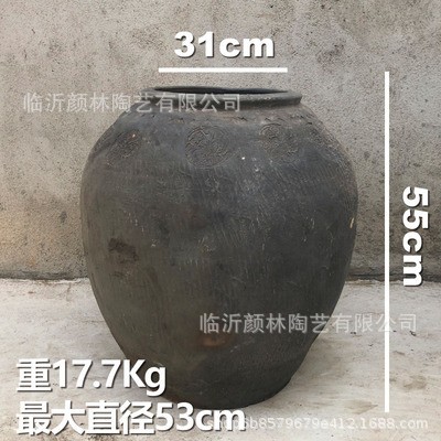 [Yan Lin] maceta de cerámica de tierra maceta de cerámica negra gran cilindro de agua de Weng paquete suave nuevo producto maceta de agua decoración popular