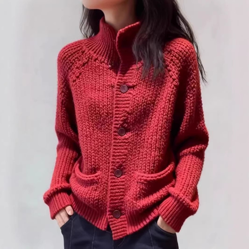 2026 Autumn and Winter New Korean Style High-End Retro Style Single-Breasted Knit Sweater for Women, Stylish Outfit Women's Top 2026 Autumn and Winter New Korean Style High-End Retro Style Single-Breasted Knit Sweater for Women, Stylish Outfit Women's Top