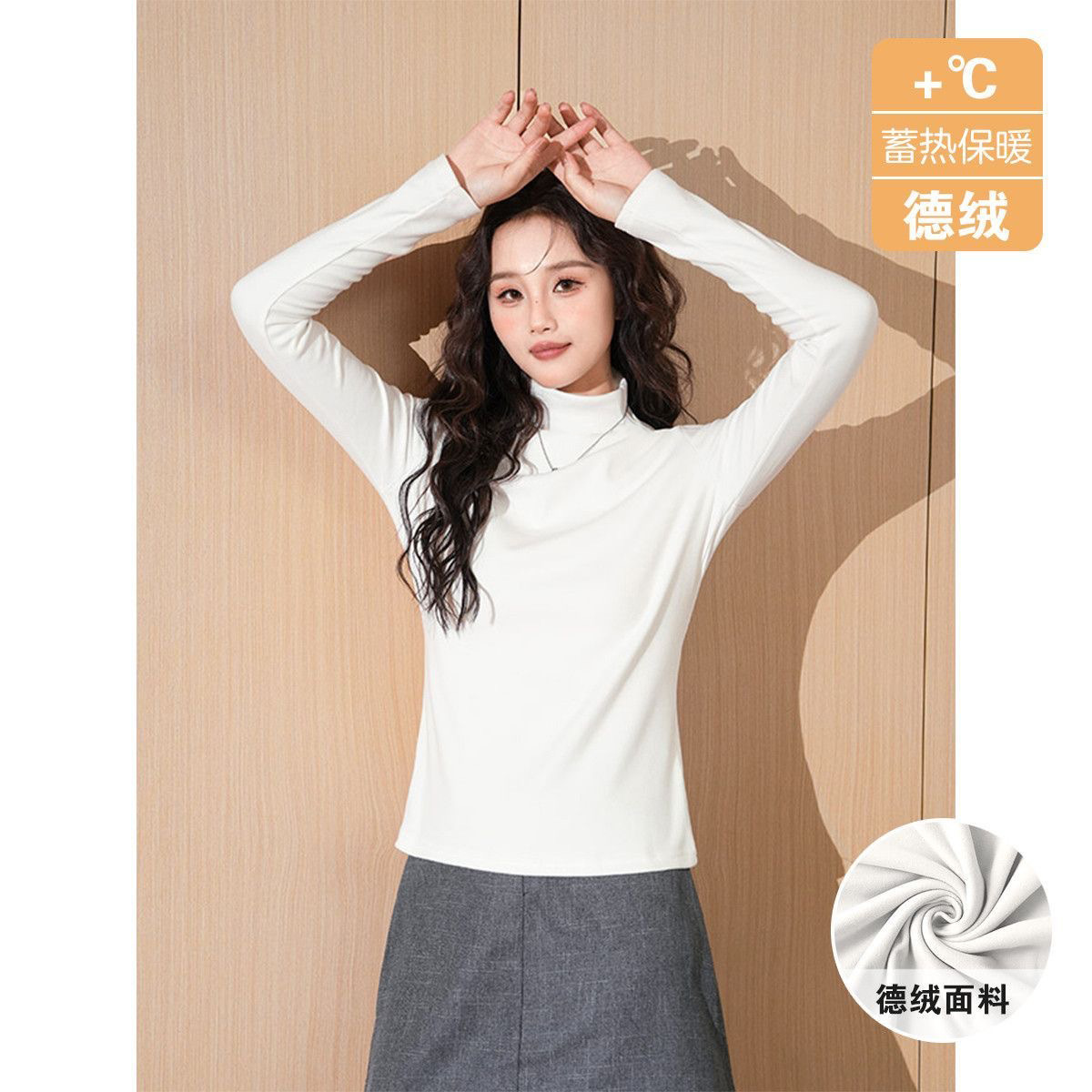 Otoño y invierno nuevo pesado doble cuello de media altura camiseta de base negra de terciopelo femenina coreana camiseta de manga larga de terciopelo grueso