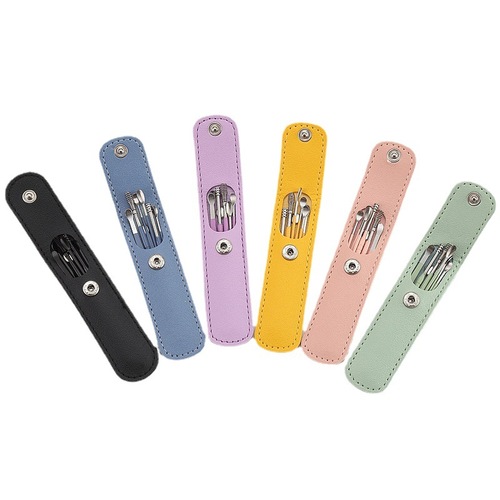 Stainless steel ear pick 6-piece set Portable leather ear pick set Spray painted ear pick ear picking tool set