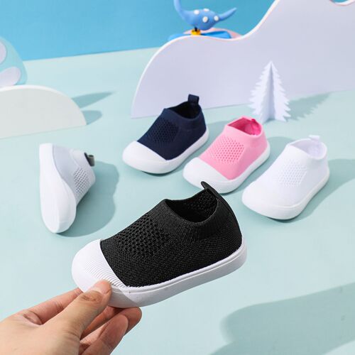 Baby Learning to Walk Shoes, Flyknit Breathable Anti-Slip Socks Shoes, Soft Bottom for Boys and Girls, Children's Kindergarten Indoor Shoes, Cross-Border Dropshipping