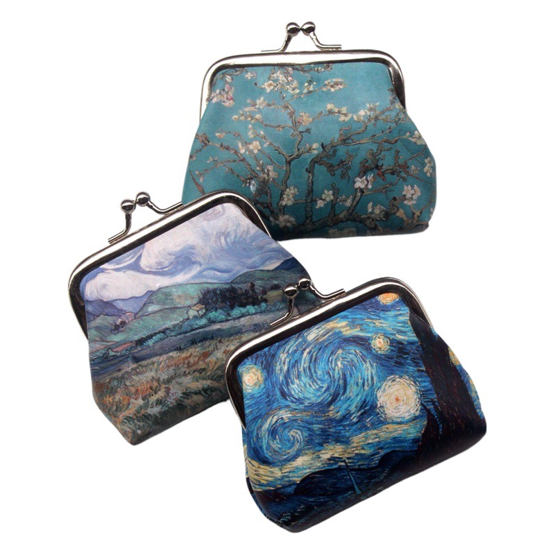 Retro creativo de impresión de las mujeres monedero estudiante hebilla bolsa de la moneda dumpling pequeña cartera boda bolsa de dulces regalo