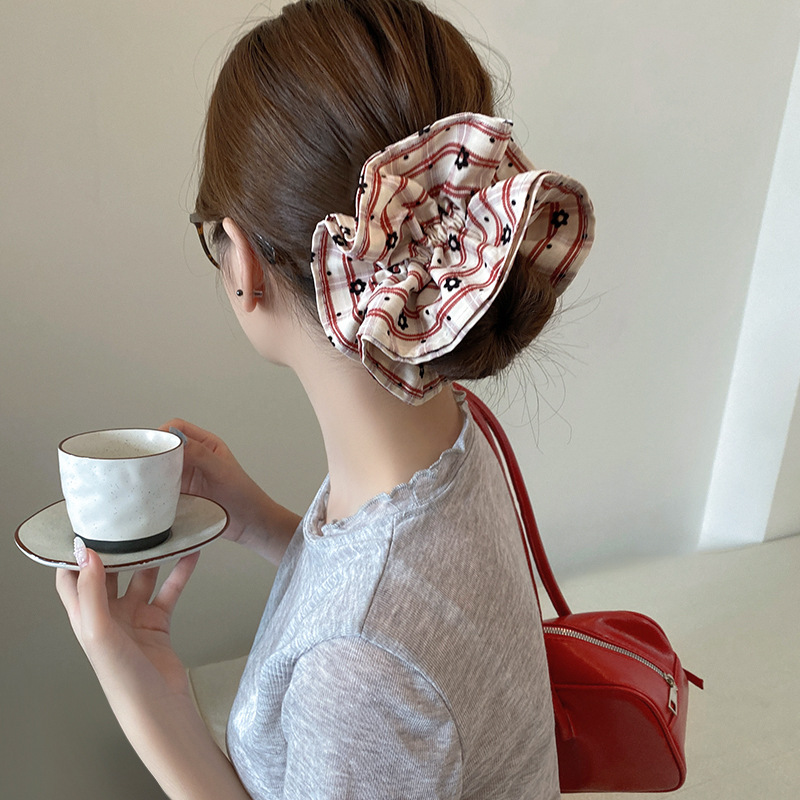 Anillo de cabello rojo retrógrado francés bolas de cabello de mujer toallas cuadradas temperamento bajo caballo cabello de cola de caballo alta sensación de tocalco