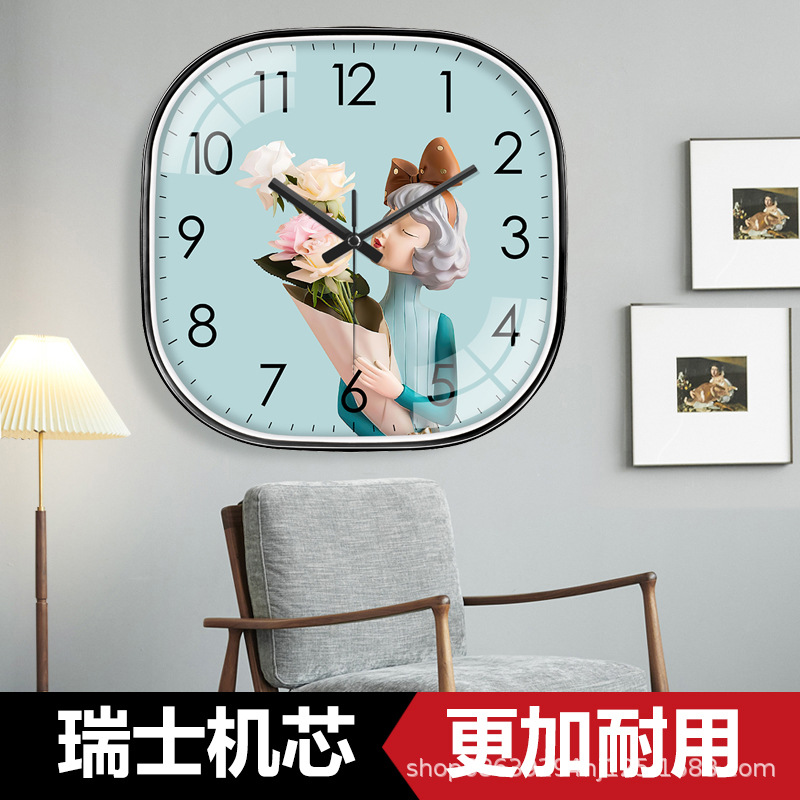 Creative Home Living Room Children's Room Bedroom Wall Clock Wall Clock Cartoon Watch Girl Cute Simple Watch