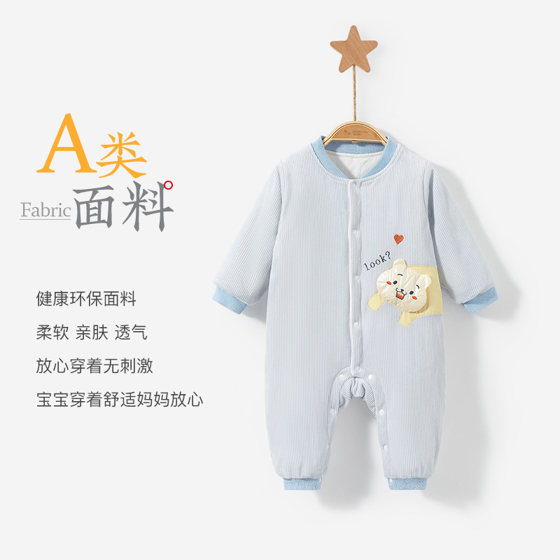Mono de bebé Otoño e Invierno recién nacido acolchado Delgado engrosado traje de mameluco cálido para hombres y mujeres ropa de salida ropa de invierno para bebés