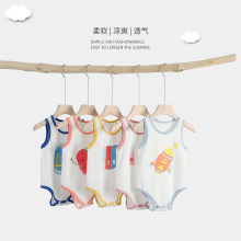 新生婴儿儿连体衣服夏季薄款包屁衣宝宝夏装纯棉背心三角哈衣爬服
