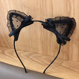 Кружевная сетка, кружевной бант, повязка на голову с кошачьими и кроличьими ушками, декоративная повязка на голову, аксессуары для волос для женщин, завязанная в японском и корейском стиле
