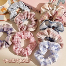 少女格子jk大肠发圈日韩学院风扎头发肥肠圈头绳皮筋发饰现货批发
