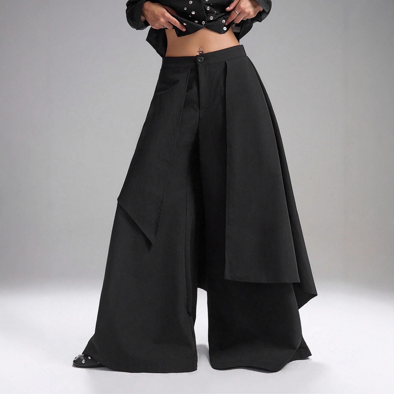 2025 European and American Cross-Border Autumn and Winter New Fashion Casual Design High-Waisted Loose Wide-Leg Pants 6615