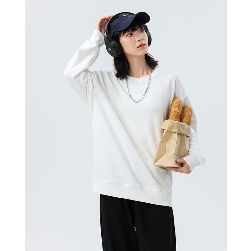 360g重磅毛圈落肩圆领卫衣女运动时尚潮牌宽松立体版型情侣上衣