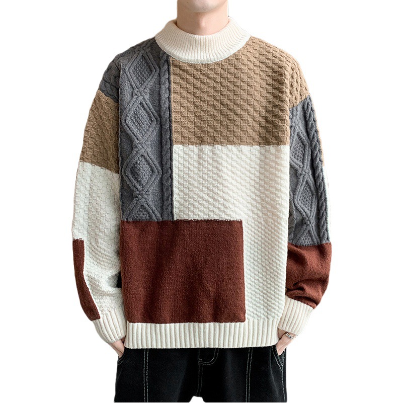Venta caliente transfronteriza de los hombres de cuello alto suéter suelto suéter más tamaño suéter de los hombres ventas directas de la fábrica