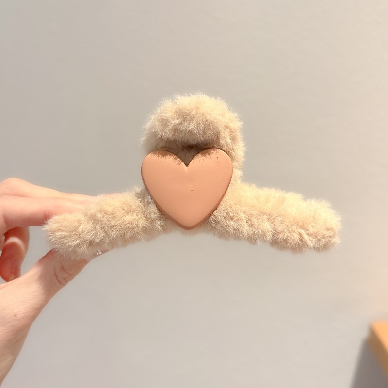 Clip de pelo coreano de peluche de invierno de cabeza de mujer gran clip de tiburón de caño y invierno clip de cabello de café clip de cabeza