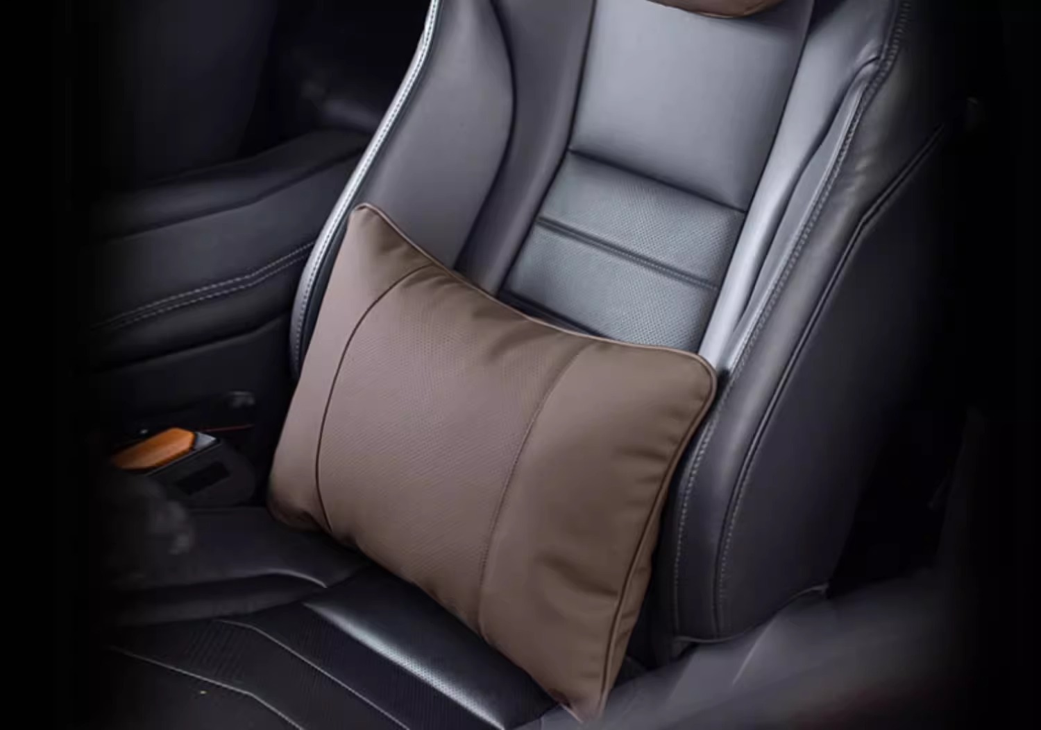 Nappa Leather Car Headrest Car Neck Pillow Car Lumbar Support Nappa Leather Waist Protector Car Cushion Punching Imported