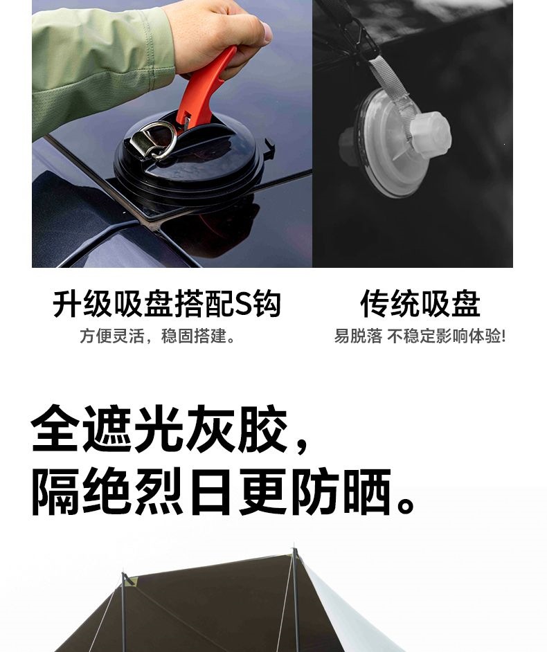 Outdoor car side awning, car roof tent, side tent, portable travel car camping equipment, sun protection car side tent