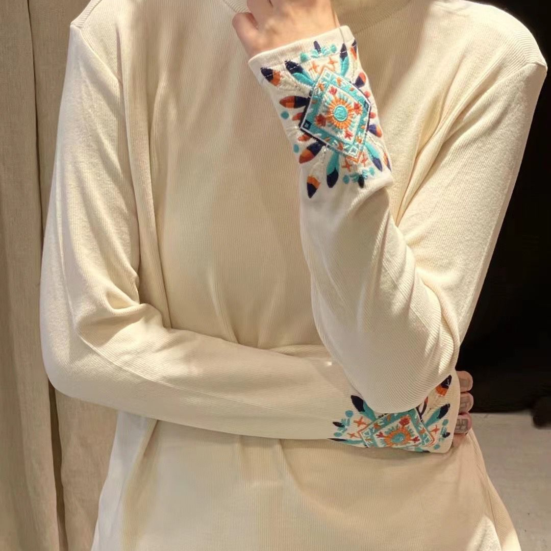 가을 2024 새로운 짧은 셔츠 티셔츠 캐주얼 탑 레트로 아트