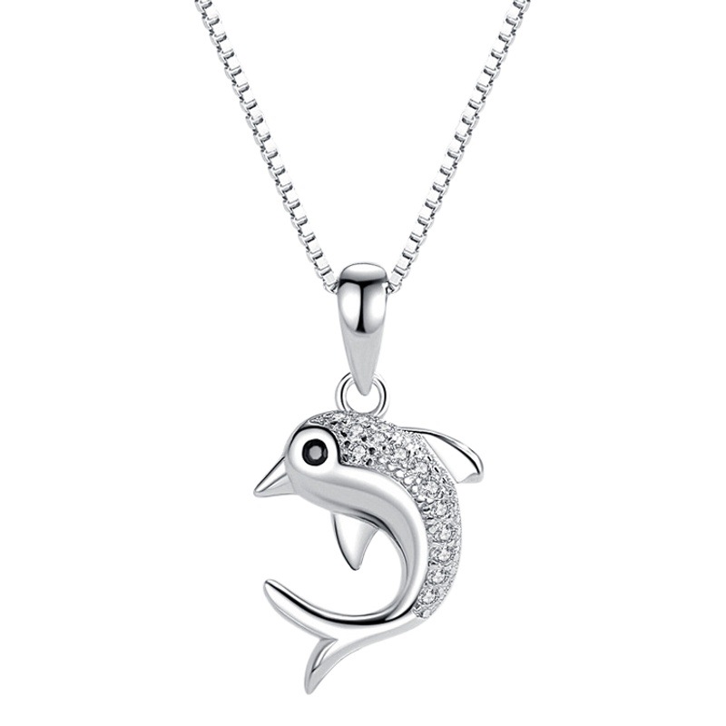 Nueva Luz de lujo nicho diseño sentido ins simple collar de temperamento S925 plata esterlina delfín colgante cadena clavícula femenina