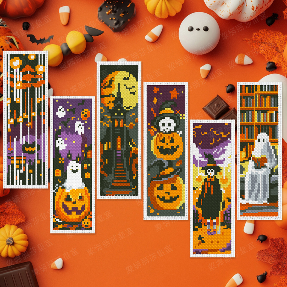Nuevo cross-border Halloween calabaza con marcadores fantasma bordado a mano bordado a mano bordado al por mayor