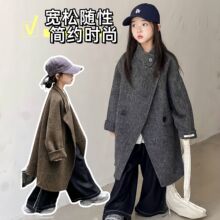 韩版童装秋冬新儿童双面羊绒大衣女童中大童羊毛呢外套呢子中长款