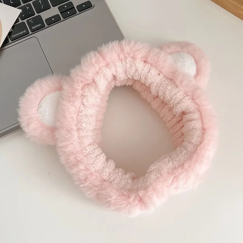Peluche de felpa, banda para el cabello, banda para el cabello, máscara para mujeres, tocado para el lavado de cara, diadema impermeable y a prueba de humedad, banda para el cabello, accesorios para el cabello