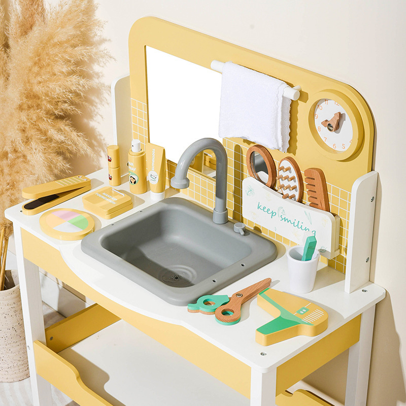 Children's Simulated Washstand with Water Outlet, Kitchen Brushing Teeth and Face Wash, Bathroom Male and Female Baby Washbasin Toys