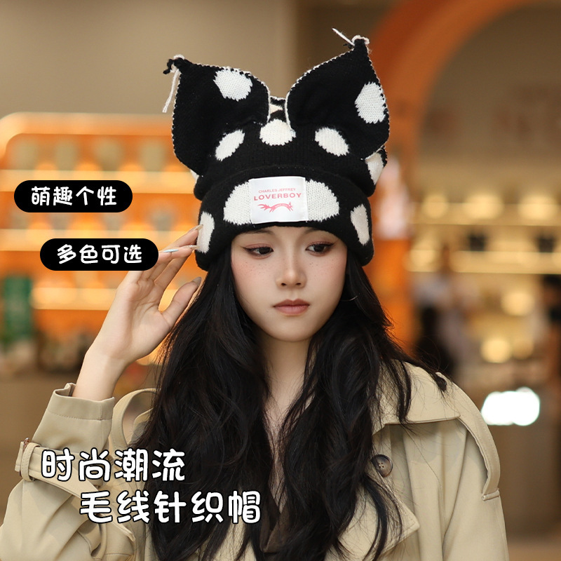 秋冬跨境款针织情侣毛线帽保暖猪猪猫帽子耳朵时尚网红冷帽爆款|undefined