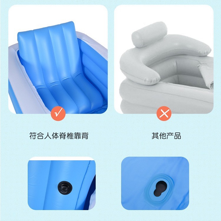 Nueva plegable masaje del hogar caja de vapor PVC engrosada respaldo bañera inflable pasta piscina