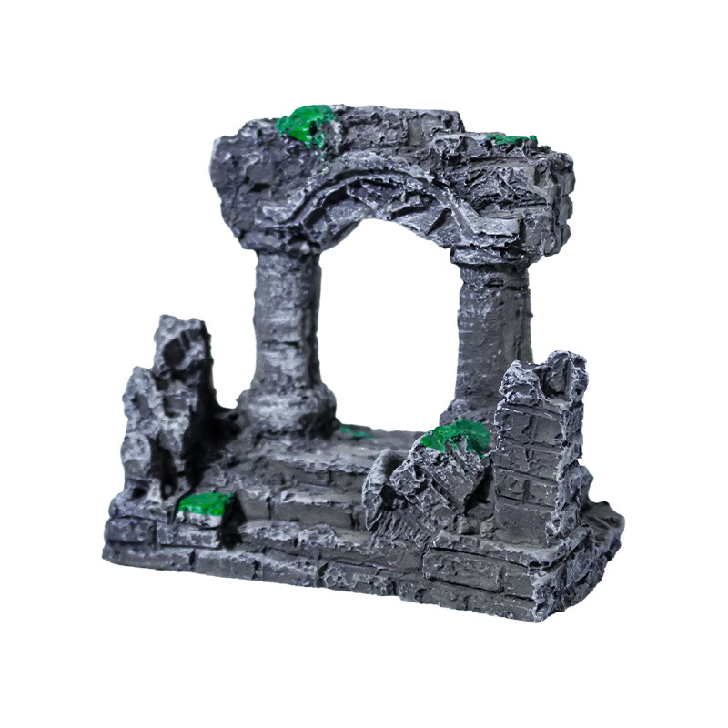 Doble columna romana resina musgo micro paisaje decoración peces tanque paisaje Decoración