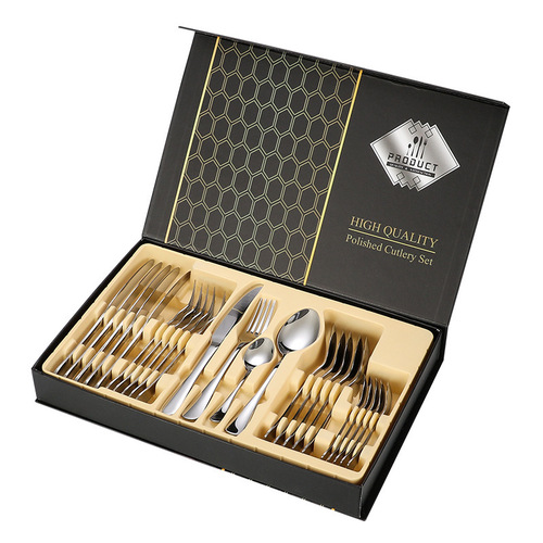 Amazon's best-selling product stainless steel tableware 24-piece set 1010 four main pieces knife, fork and spoon cross-border gift box set