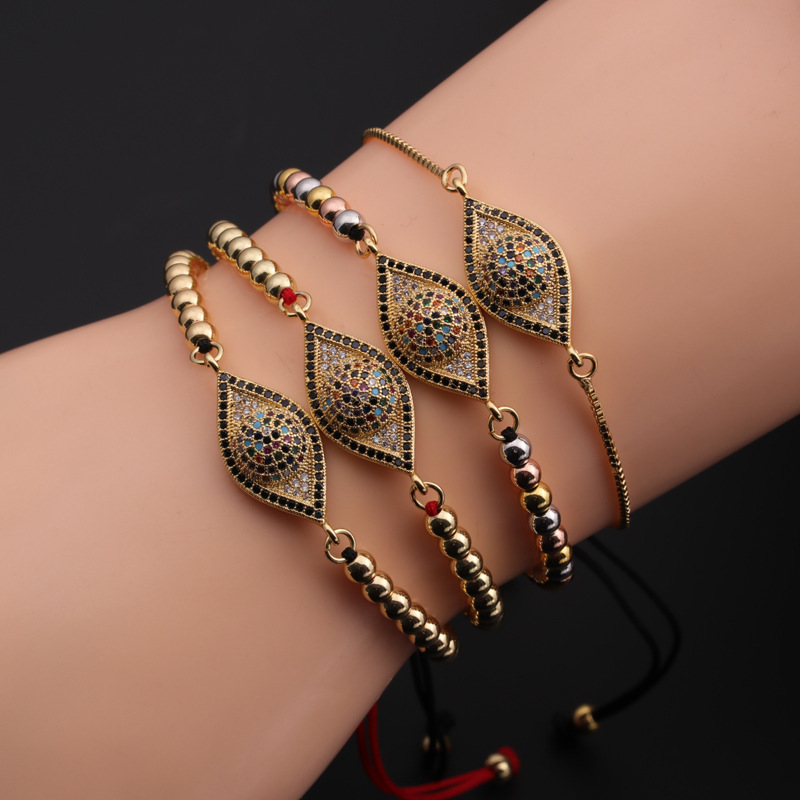 Independent Station Evil Eye Jewelry Bracelet diy Copper Zircon Turkish Eye Adjustable Bracelet for Women