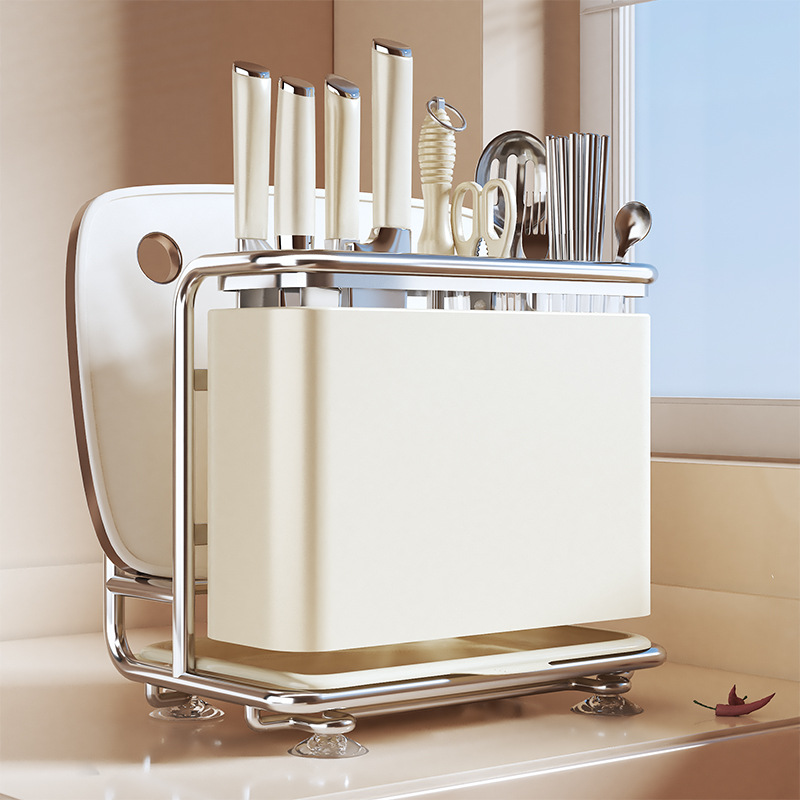 2025 nuevo estante para herramientas de cocina, estante para herramientas multifunción de alto valor, tabla de cortar, tabla de cortar, palillos, jaula para palillos