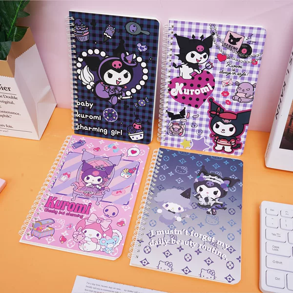 Popular Kuromi A5 Spiral Notebook My Melody Cinnamoroll Sanrio Ins Student Lined Notebook Wholesale