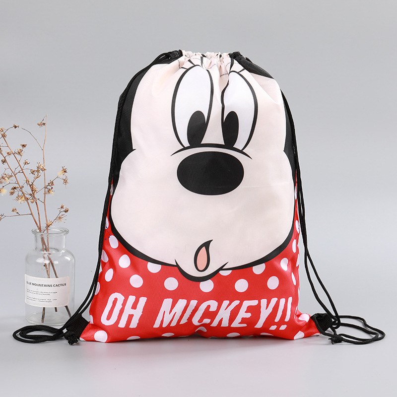 Al por mayor publicidad de dibujos animados niños lindo hombro cordón bolsa simple cordón mochila poliéster almacenamiento mochila impermeable