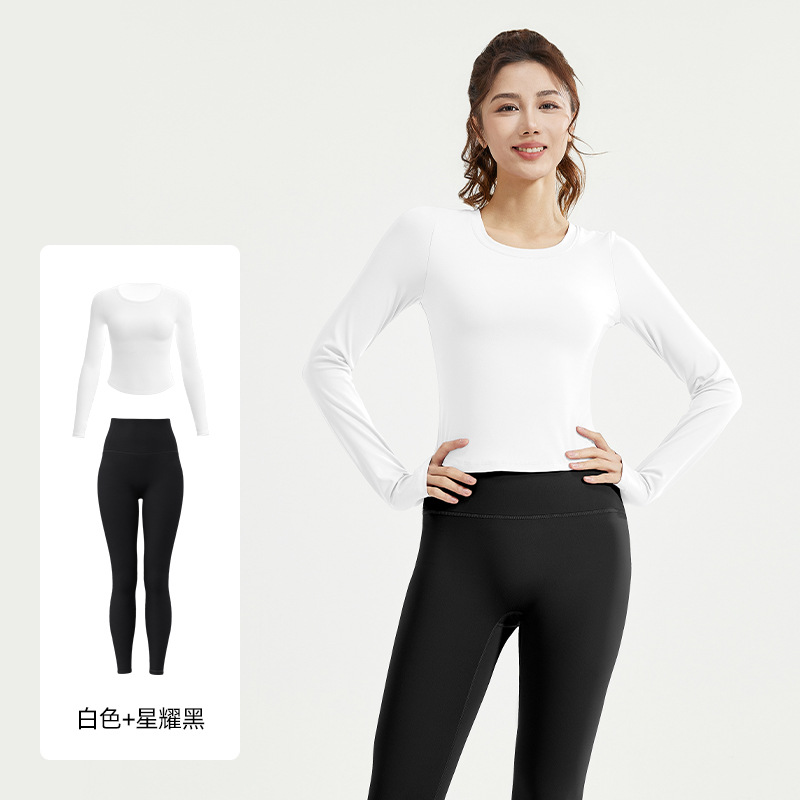 Juyitang nuevo traje de yoga delgado desnudo, delgado, elástico y transpirable, traje de fitness de ocio para correr