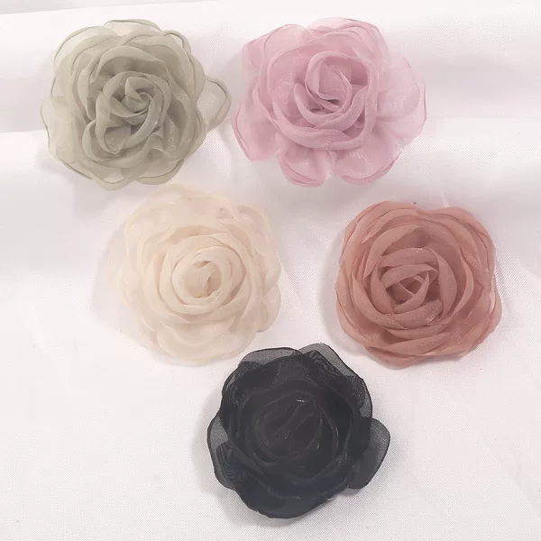 Korean-style light-colored organza with frayed edges, mesh fabric, rose flower DIY handmade versatile hair clips, hair accessories, clothing accessories wholesale