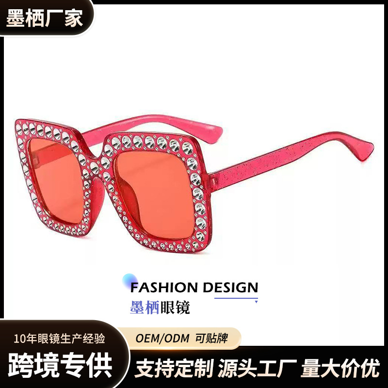 2025 New Glitter Multi-Color Square Rhinestone Personalized Fashion Versatile Sunglasses Wholesale Cross-Border