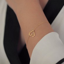 欧美时尚 心形 合金 简约流行批发百搭女士桃心饰品 手链